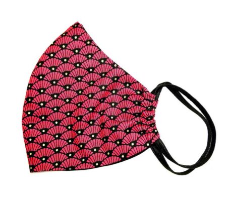 Dainty Stylish Fan Design Face Mask Red