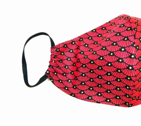 Dainty Stylish Fan Design Face Mask Red