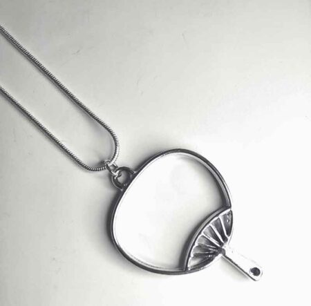 Fixed Fan Hollow Design Long Silver Necklace