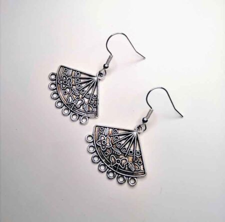 Flower, Butterfly & Circles Fan Design Earrings