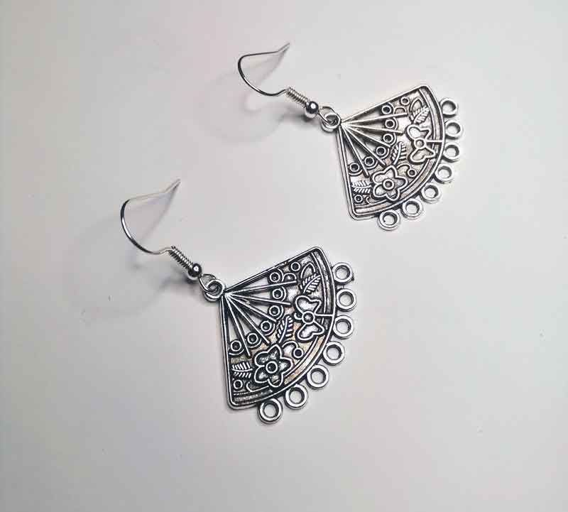 Flower, Butterfly & Circles Fan Design Earrings