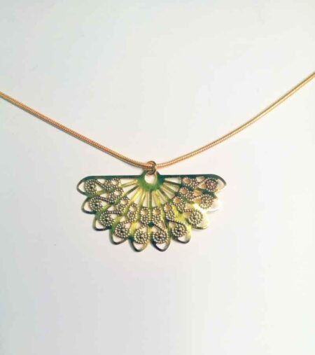 Half Spiral Fan Design Gold Necklace