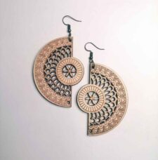 Henna Inspired Design Fan Circle Earrings Bronze Finish