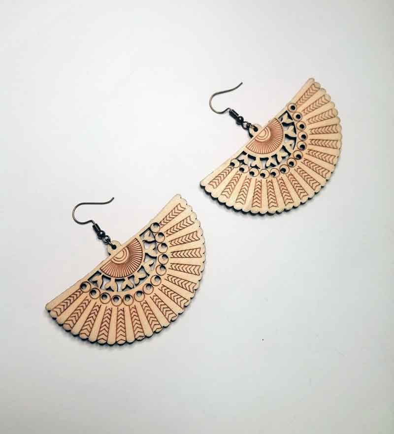 Henna Inspired Design Fan Earrings Bronze Finish