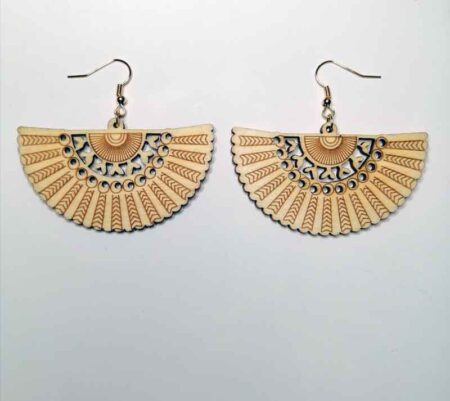 Henna Inspired Design Fan Earrings Gold Finish