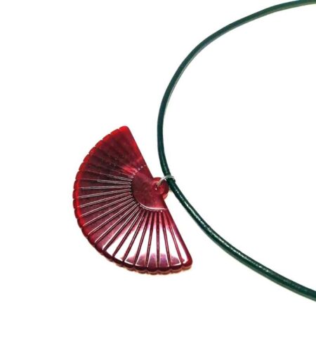 Large Red Marble Fan Design Chocker Necklace