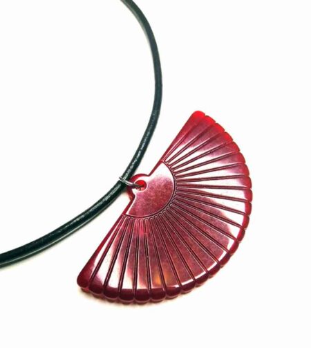 Large Red Marble Fan Design Chocker Necklace