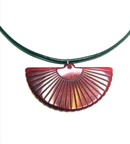 Large Red Marble Fan Design Chocker Necklace