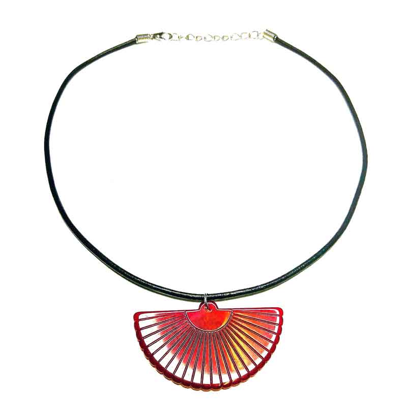 Large Red Marble Fan Design Chocker Necklace