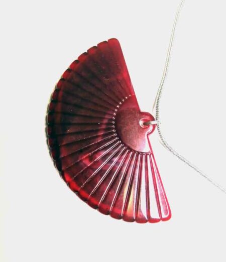 Large Red Marble Fan Design Long Necklace