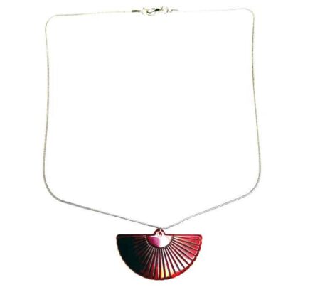 Large Red Marble Fan Design Long Necklace