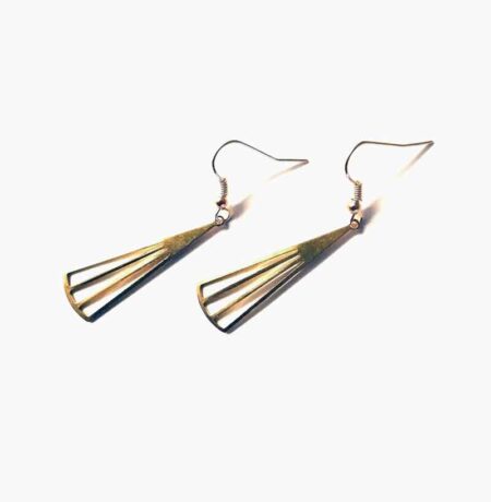 Long Fan slight flecked Drop Bar Earrings