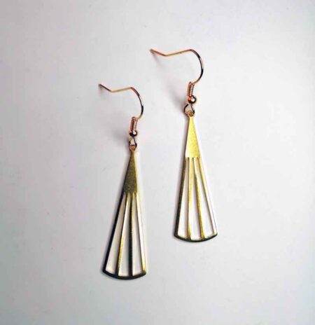 Long Fan slight flecked Drop Bar Earrings