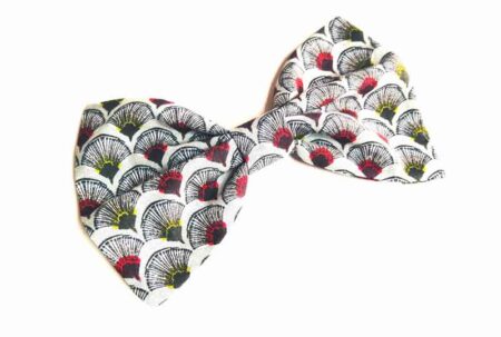 Men Smart Mini Scale Fan Pattern Clip On Bow Tie