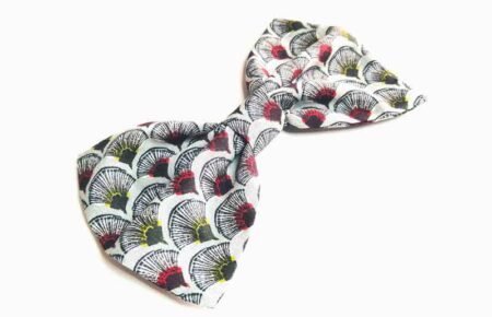 Men Smart Mini Scale Fan Pattern Clip On Bow Tie