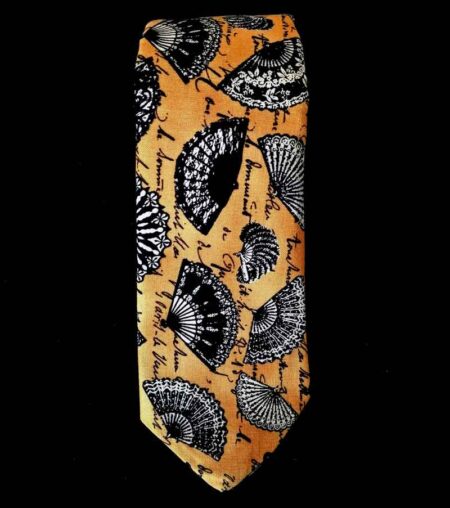 Mens Tie Variety Folding Fan Design Yellow