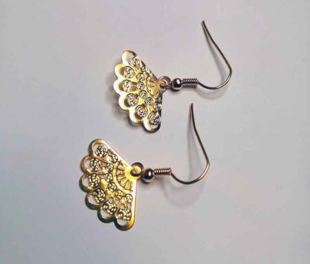 Mini Half Spiral Fan Gold Earrings