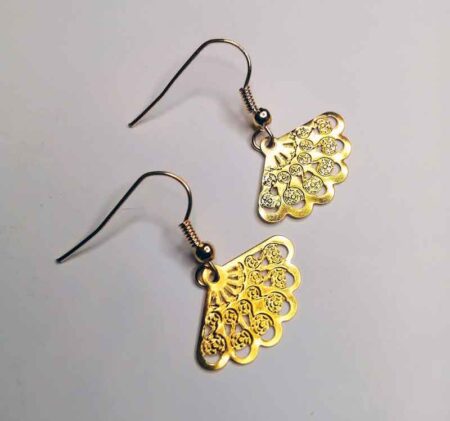 Mini Half Spiral Fan Gold Earrings