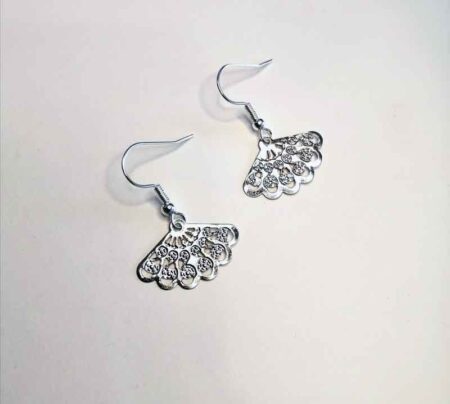 Mini Half Spiral Fan Silver Earrings