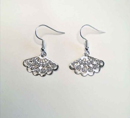 Mini Half Spiral Fan Silver Earrings