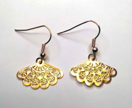 Mini Half Spiral Fan Gold Earrings