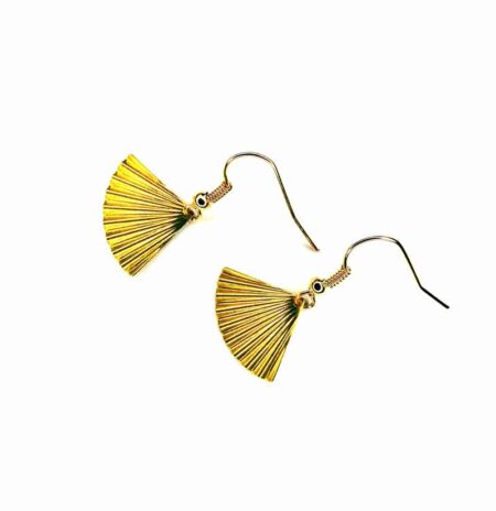 Pleated Fan Gold Earrings