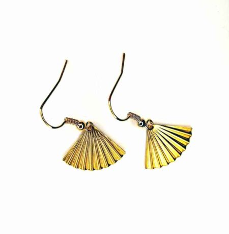 Pleated Fan Gold Earrings