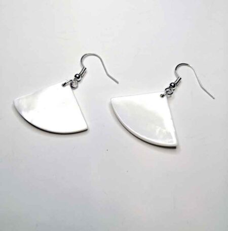 Triangle Shell White Mother of Pearl Fan Earrings