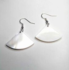 Triangle Shell White Mother of Pearl Fan Earrings