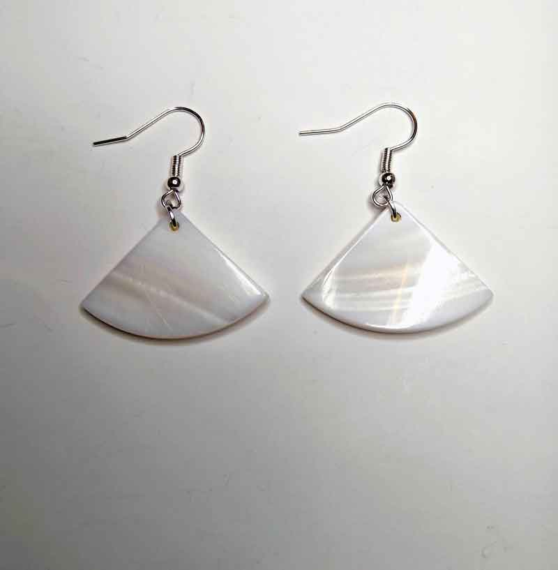 Triangle Shell White Mother of Pearl Fan Earrings