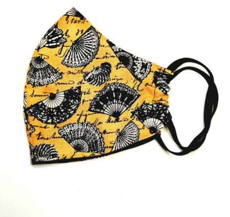 Variety Folding Fan Design Face Mask Yellow